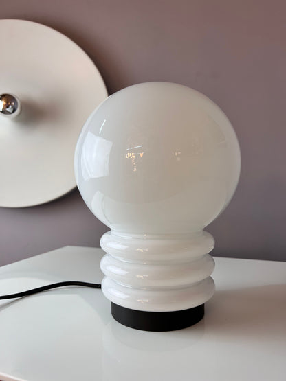 Vintage Tischlampe Glas von Glashütte Limburg weiß