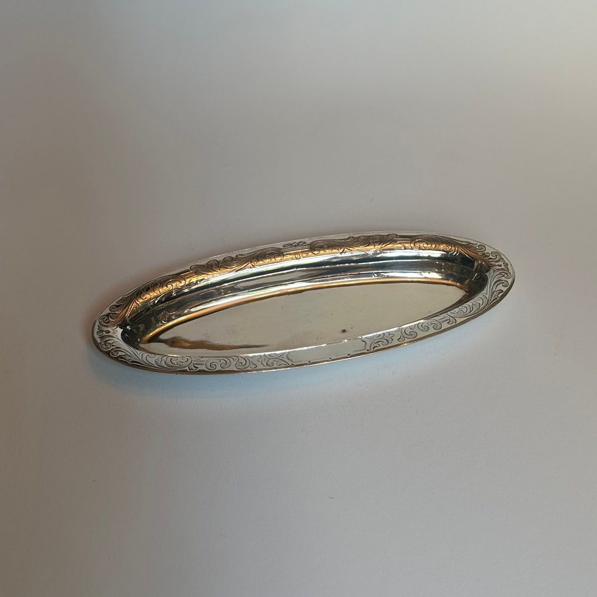 Vintage oval silver bowl model 17999A by Tiffany & Co. with vine decoration