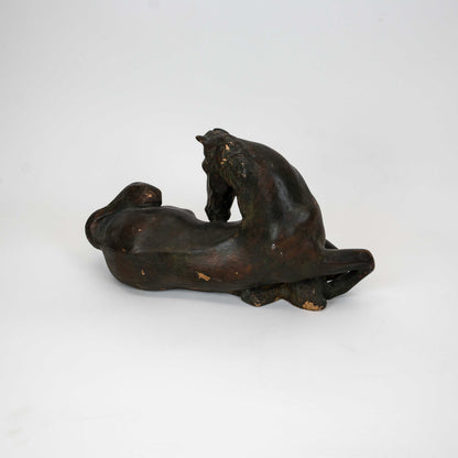 Vintage Pferdeskulptur aus Terrakotta, Art Deco