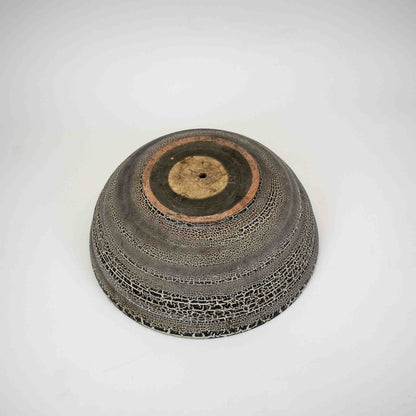 Vintage Blumenschale mit Craquelée-Glasur, Terracotta
