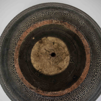 Vintage Blumenschale mit Craquelée-Glasur, Terracotta