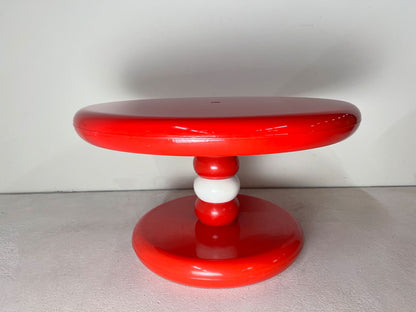 Table basse ronde en plastique rouge et blanc par Peter Ghyczy