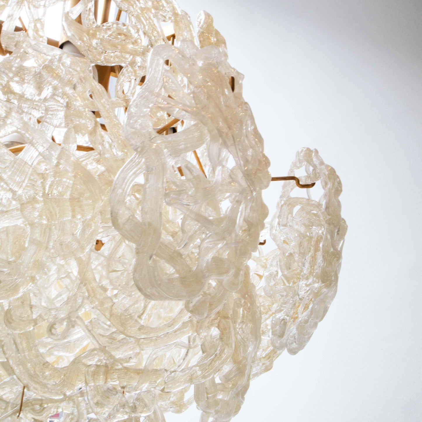 Vintage Pendelleuchte Ragnatela von Carlo Nason für Mazzega großformatig