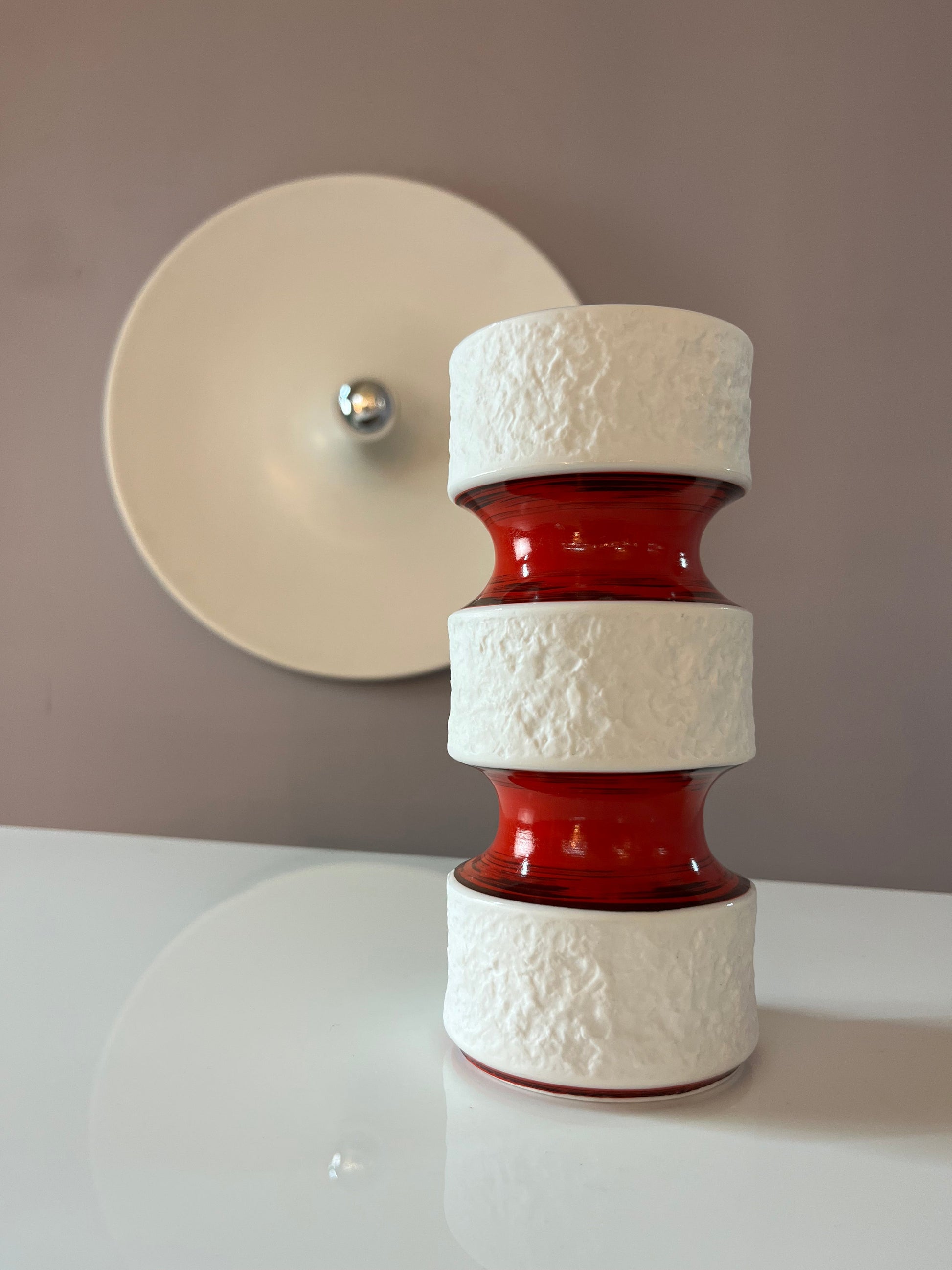 Vintage Vase 635/2 rot schwarz von Royal Porzellan Bavaria KPM