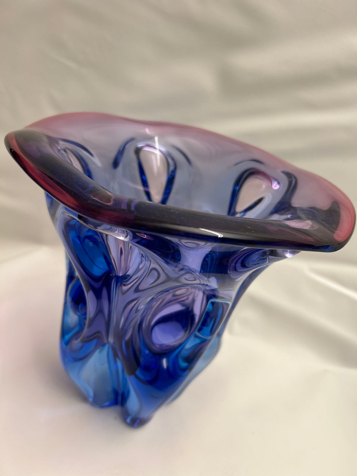 Vintage Vase von Beranek Bohemian blau, lila