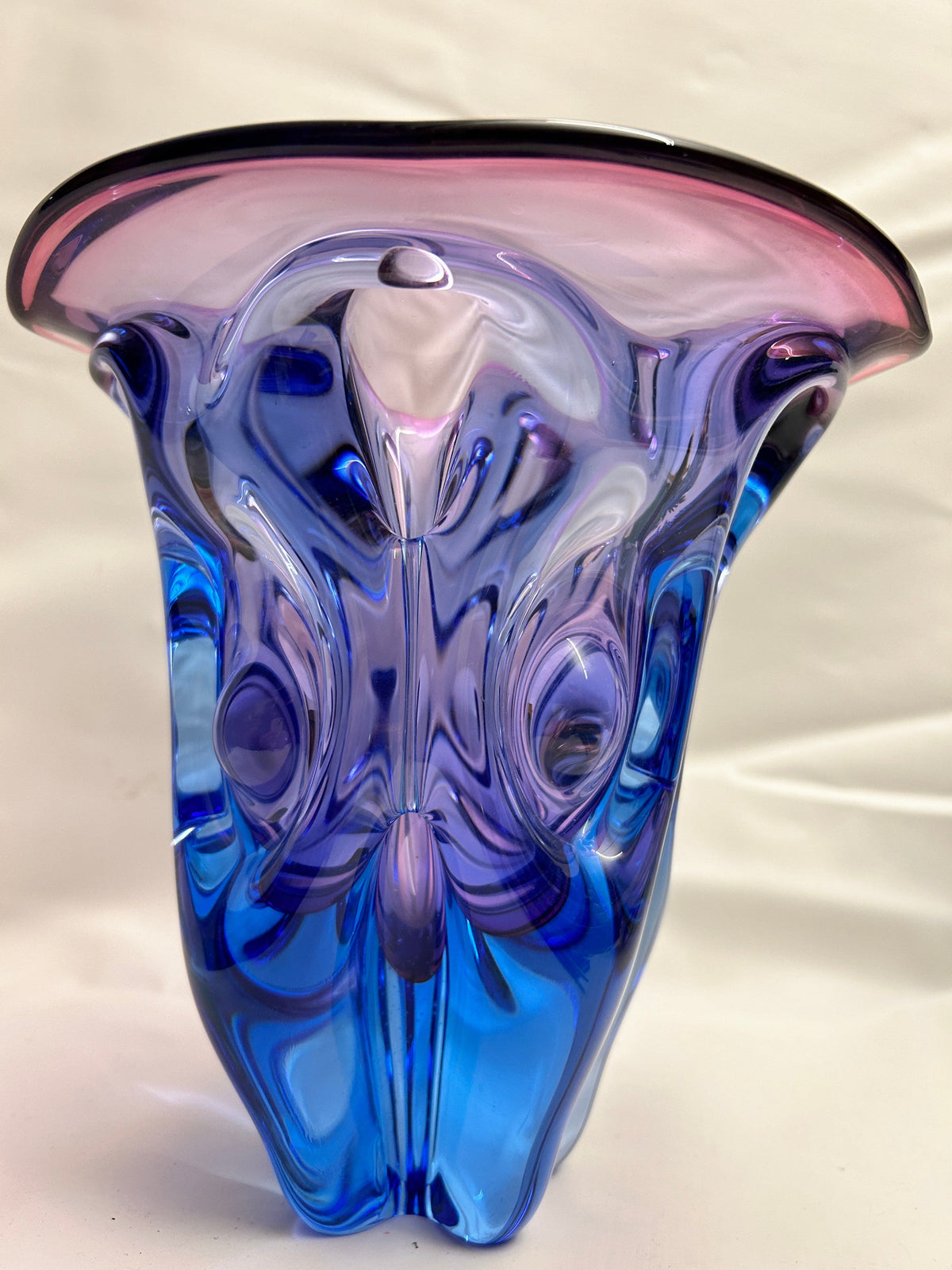 Vintage Vase von Beranek Bohemian blau, lila