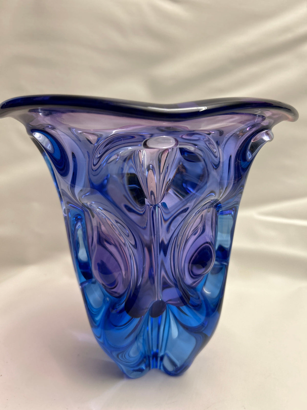 Vintage Vase von Beranek Bohemian blau, lila