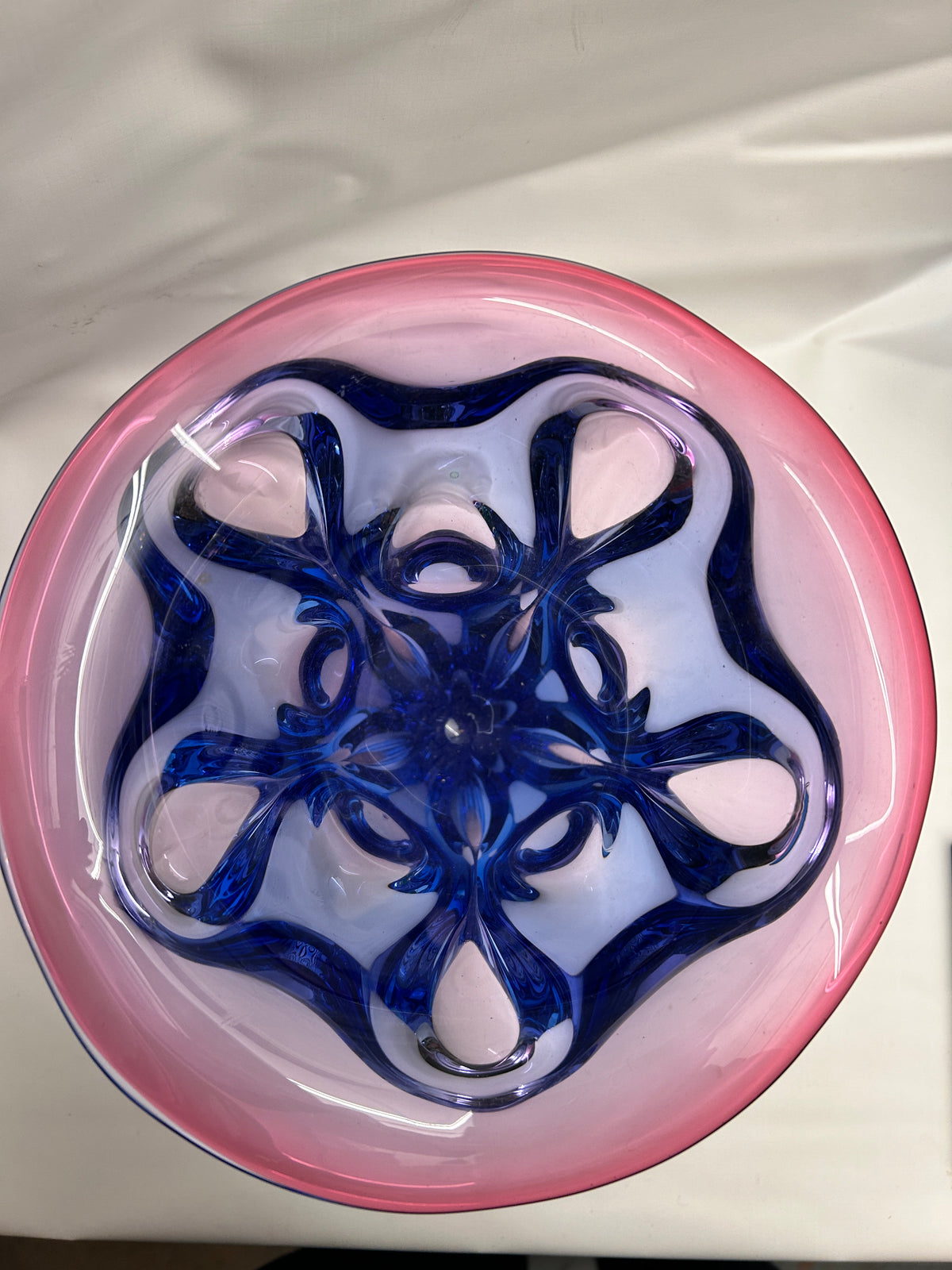 Vintage Vase von Beranek Bohemian blau, lila