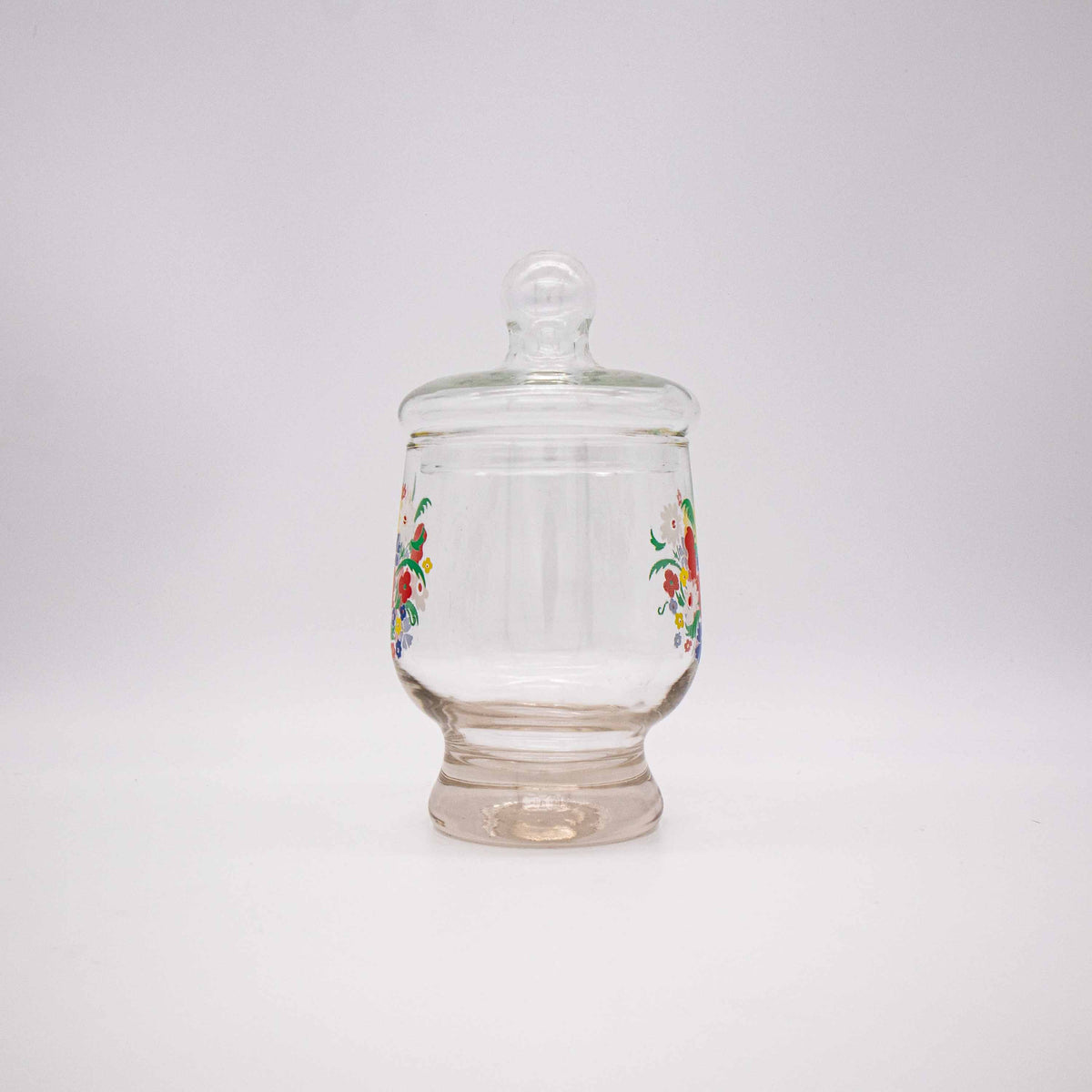 Vintage Bonbonniere mit Blumen, Glas, 1970er Jahre