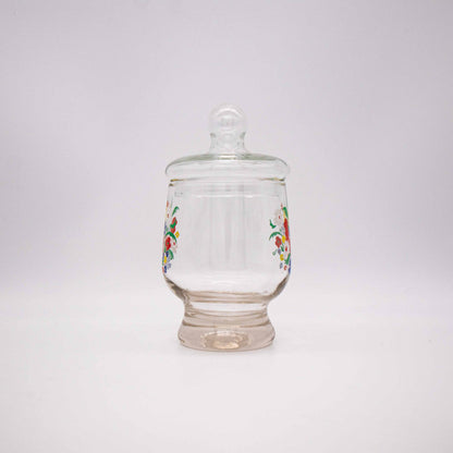 Vintage Bonbonniere mit Blumen, Glas, 1970er Jahre