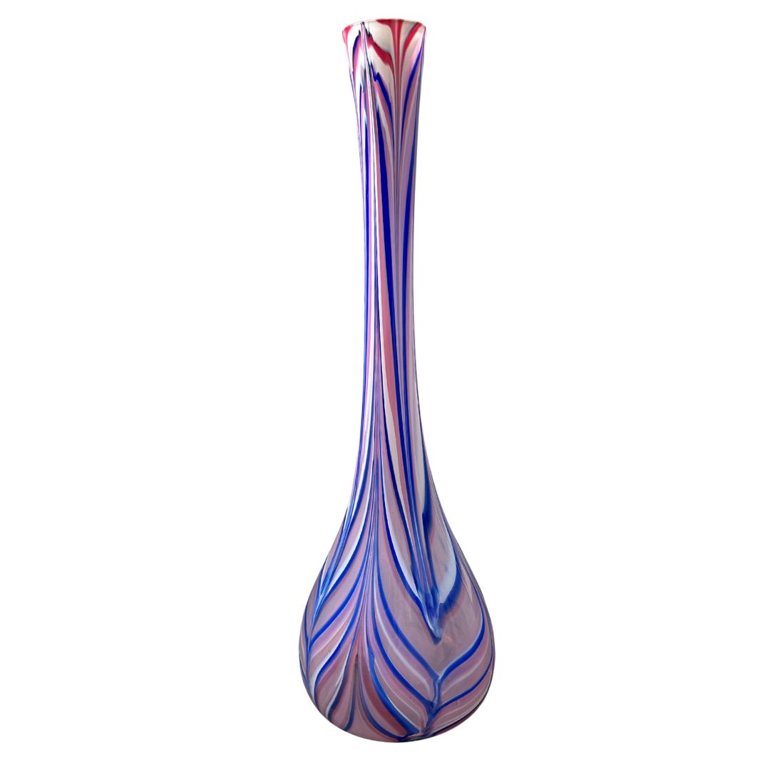Vintage Glas Pop-Art Bodenvase in Pink, Blau und Violett