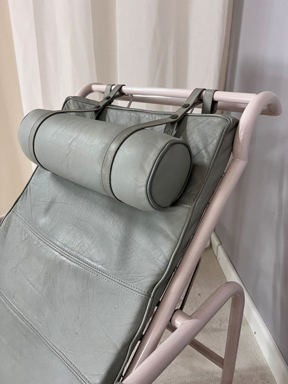 Vintage lounger model Genni by Gabriele Mucchi for Zanotta grey genuine leather