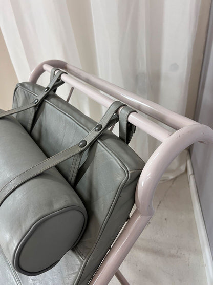 Vintage lounger model Genni by Gabriele Mucchi for Zanotta grey genuine leather