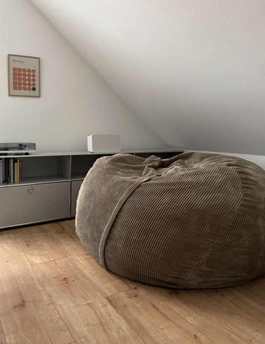 Pouf vintage XXL par Vetsak Cordon Velours Kaki