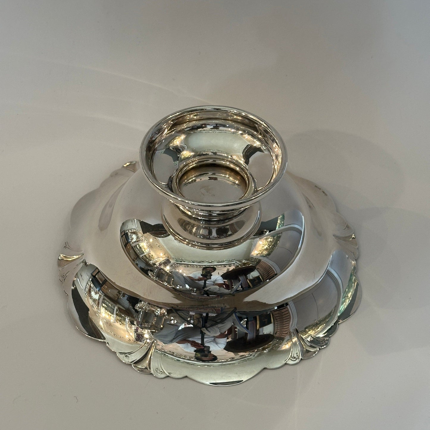 Vintage silver bowl with foot by Cartier decoratively engraved