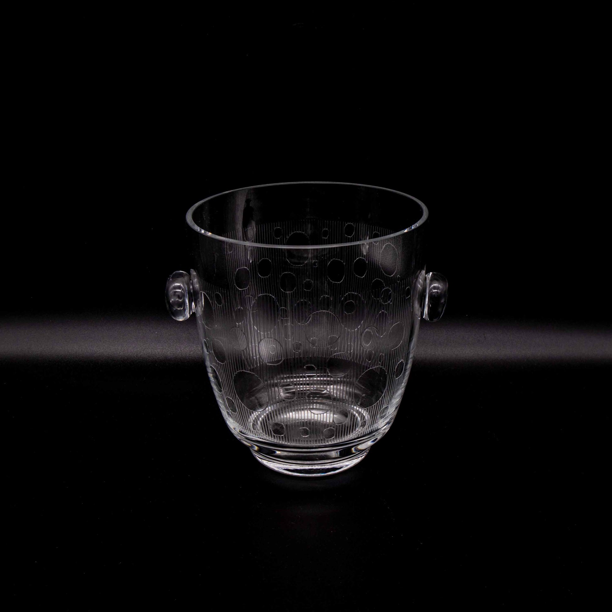 Vintage Eiskübel aus Glas mit Gravur