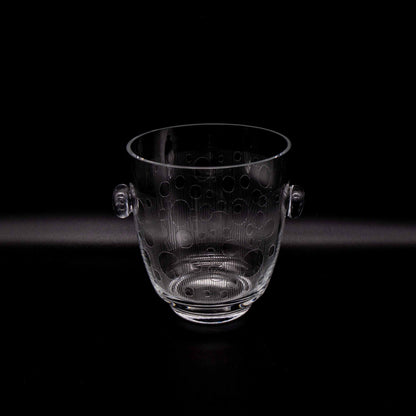 Vintage Eiskübel aus Glas mit Gravur