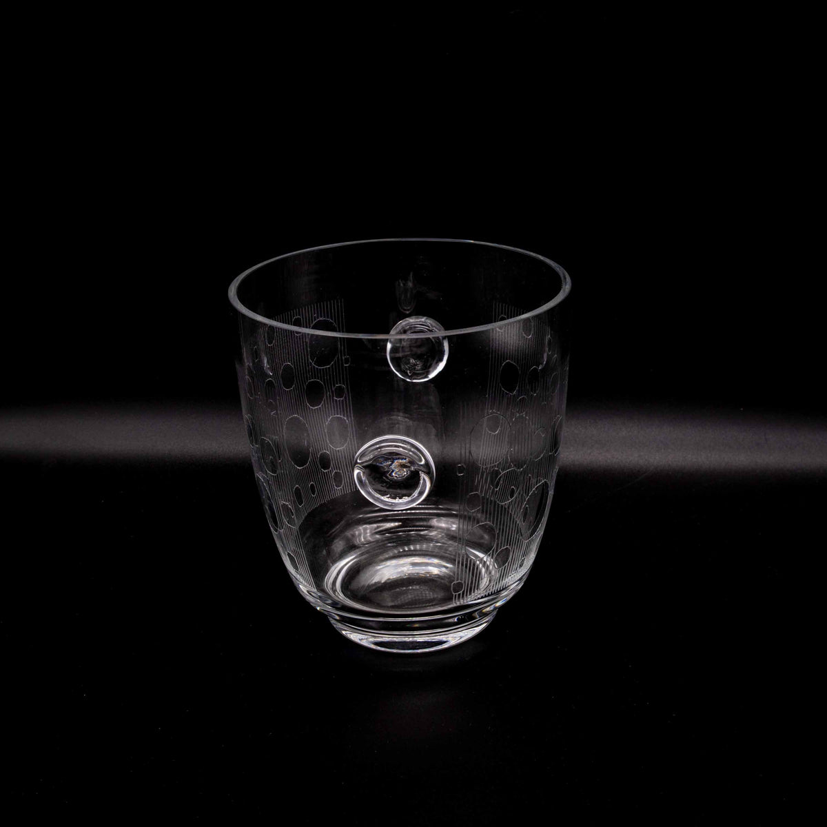 Vintage Eiskübel aus Glas mit Gravur