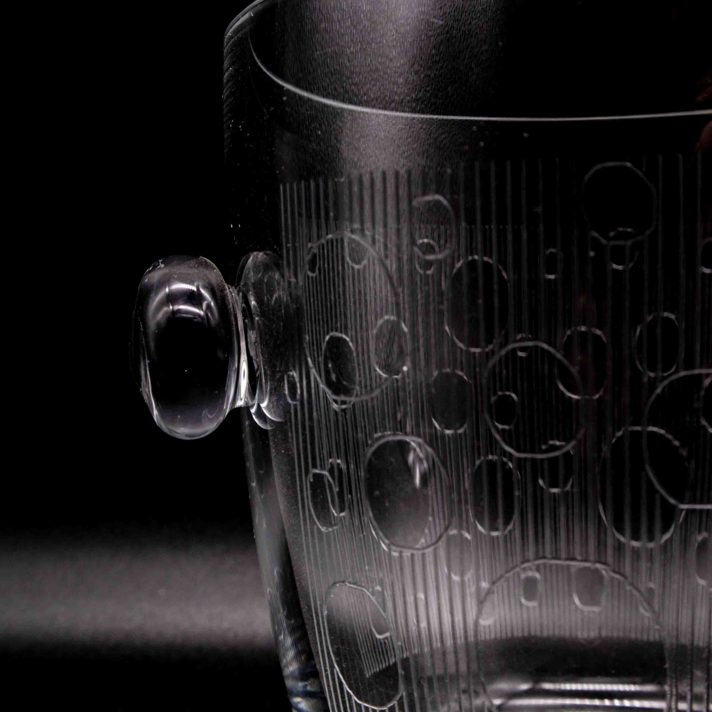 Vintage Eiskübel aus Glas mit Gravur