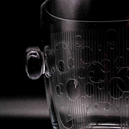 Vintage Eiskübel aus Glas mit Gravur