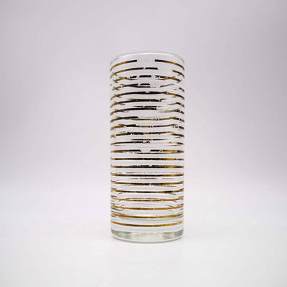 Set von 6 Vintage Longdrinkgläser, gold-weiß gestreift