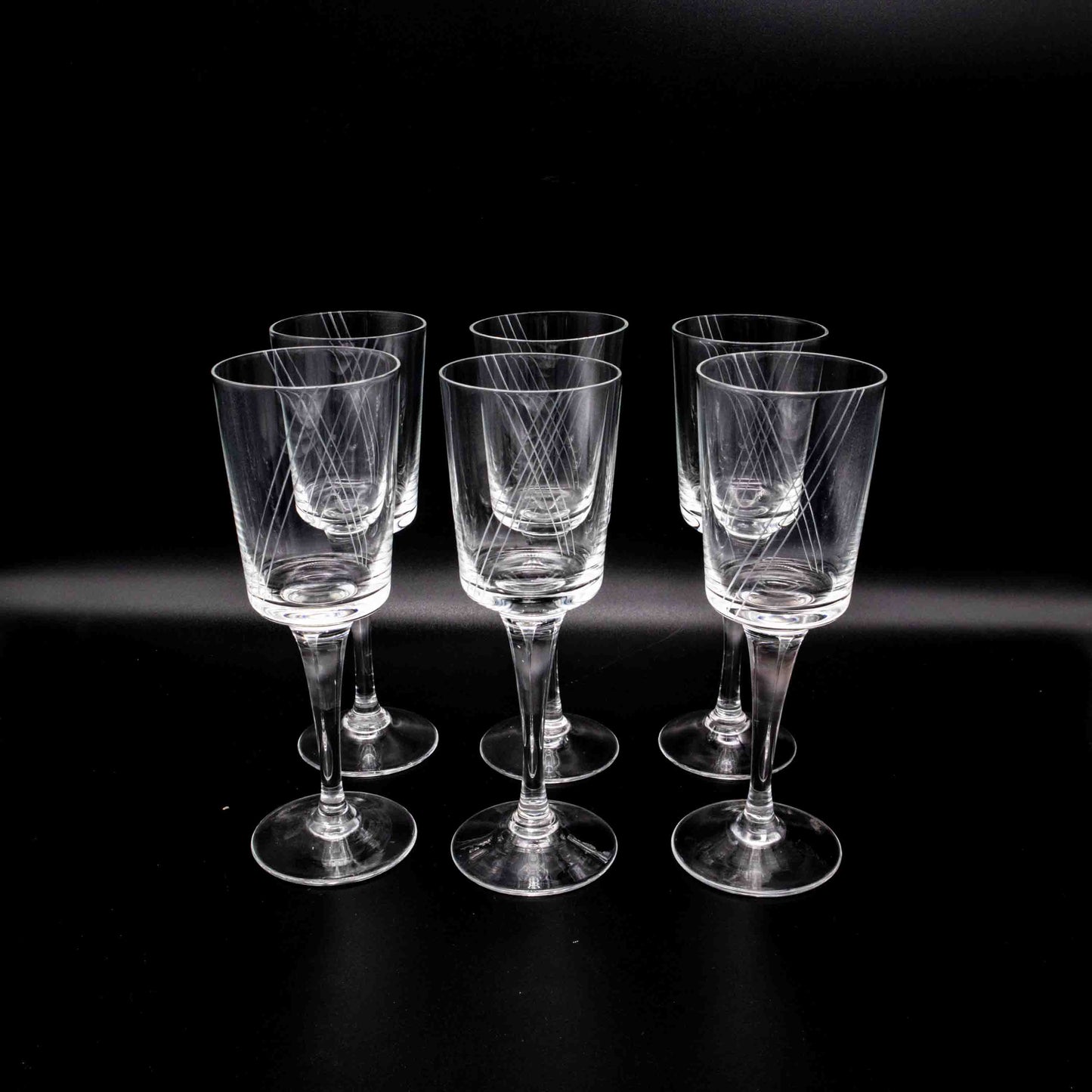 Set von 6 Vintage Weinglas mit Gravur
