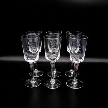 Set von 6 Vintage Weinglas mit Gravur