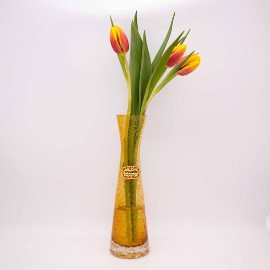 Vintage Vase Craquelé von Ingrid Glas in Gelb