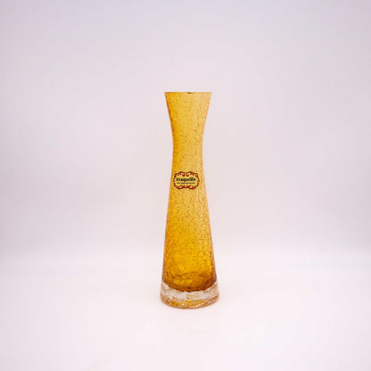 Vintage Vase Craquelé von Ingrid Glas in Gelb