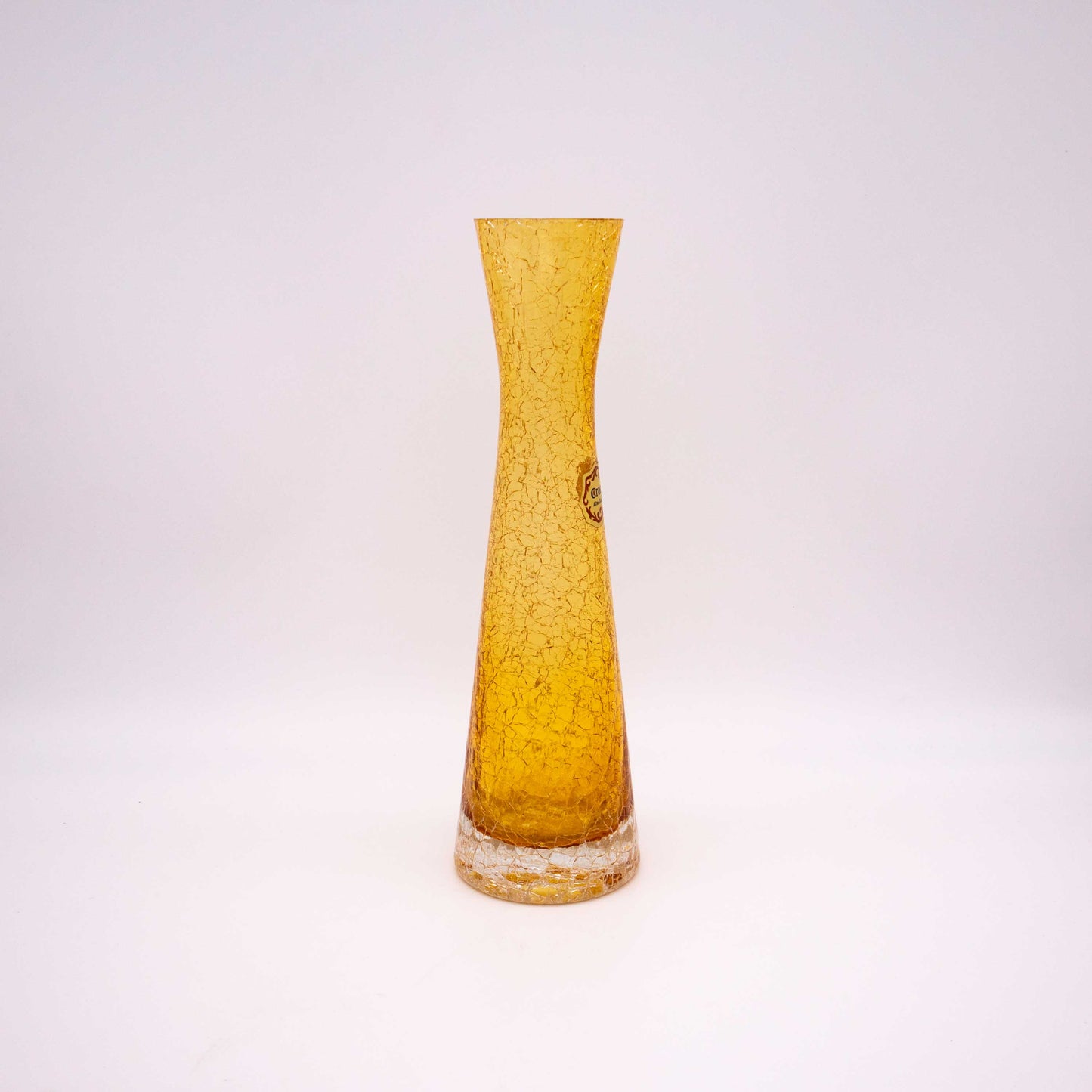 Vintage Vase Craquelé von Ingrid Glas in Gelb