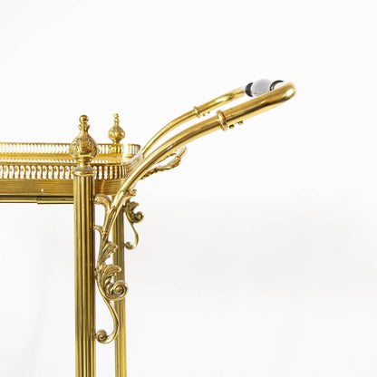 Vintage serving trolley with removable brass tray