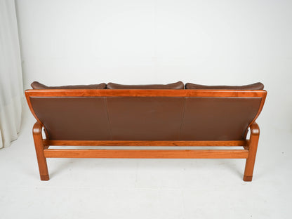 Vintage Sofa von Thams Gustav für L. Olsen und Søn Teak Leder Braun