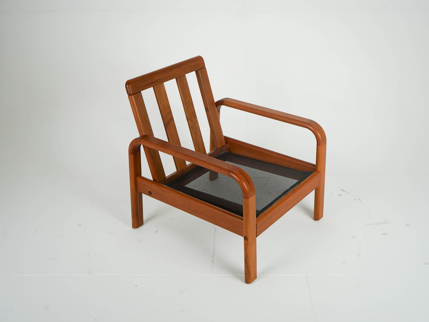 Vintage Sessel Teak mit neuem grünen Bezug