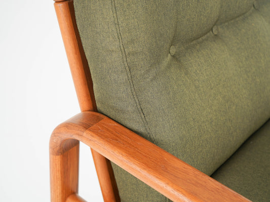 Vintage Sessel Teak mit neuem grünen Bezug