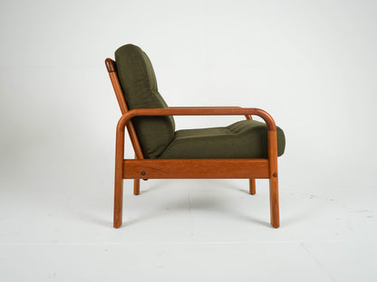 Vintage Sessel Teak mit neuem grünen Bezug