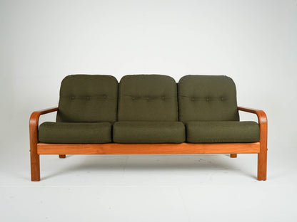 Vintage Sofa Teak neu bezogen grün