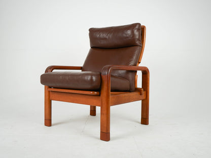 Vintage Sessel mit Ottomane von Thams Gustav für L. Olsen und Søn Teak, Leder