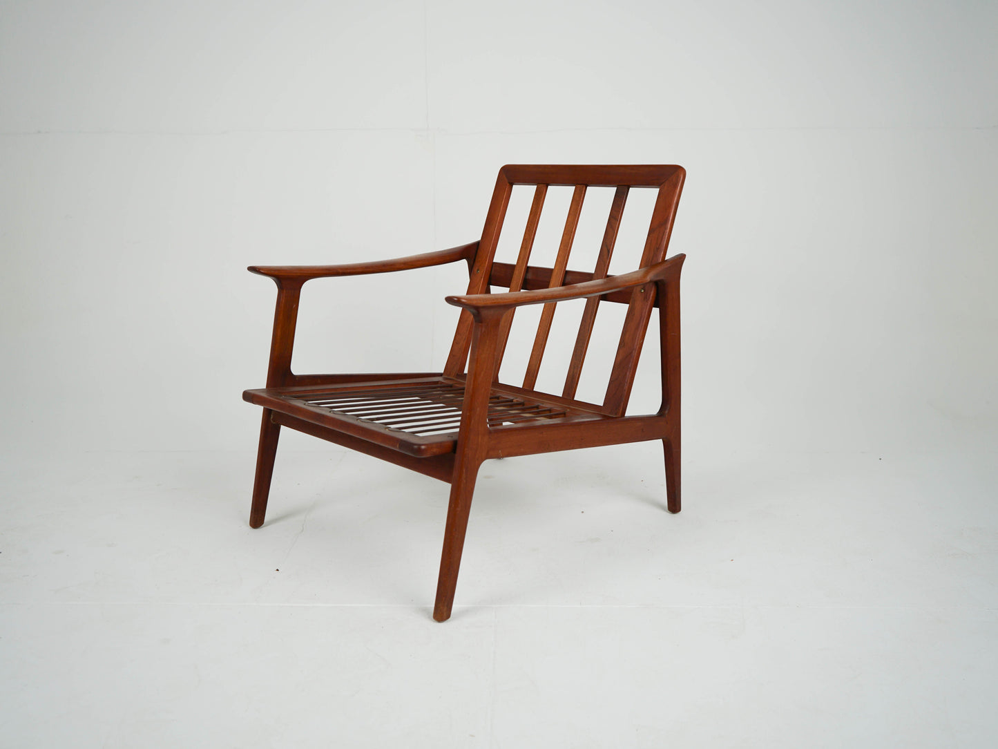Vintage Sessel Teak grün Samtstoff