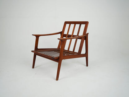 Vintage Sessel Teak grün Samtstoff