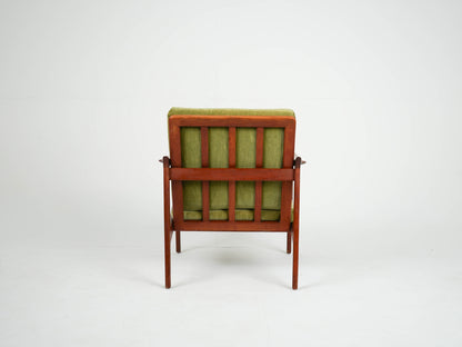 Vintage Sessel Teak grün Samtstoff