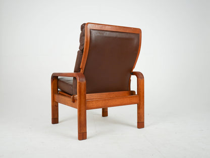 Vintage Sessel mit Ottomane von Thams Gustav für L. Olsen und Søn Teak, Leder