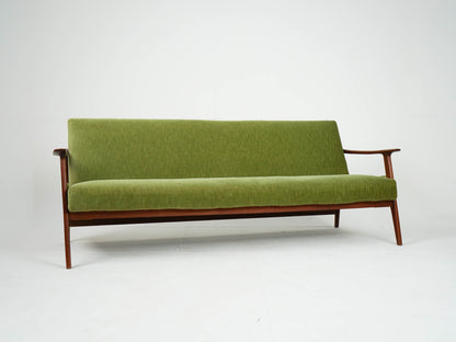 Vintage Tagesbett Sofa Teak grün Samtbezug