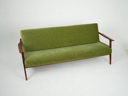 Vintage Tagesbett Sofa Teak grün Samtbezug