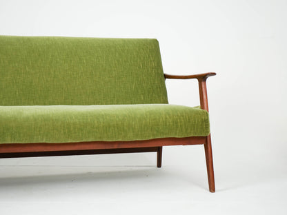 Vintage Tagesbett Sofa Teak grün Samtbezug