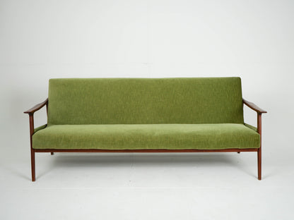 Vintage Tagesbett Sofa Teak grün Samtbezug