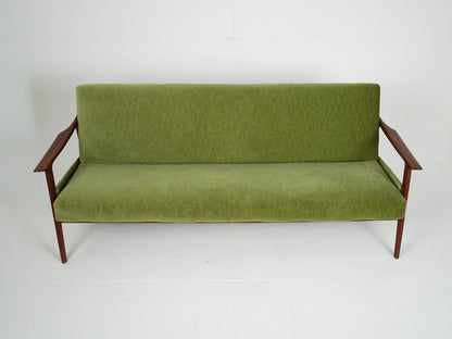 Vintage Tagesbett Sofa Teak grün Samtbezug
