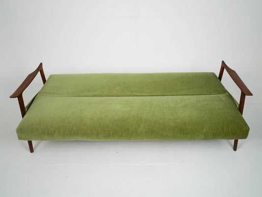 Vintage Tagesbett Sofa Teak grün Samtbezug