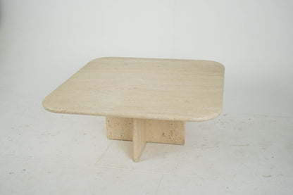 Vintage Couchtisch aus Travertin, italienisch, 80er