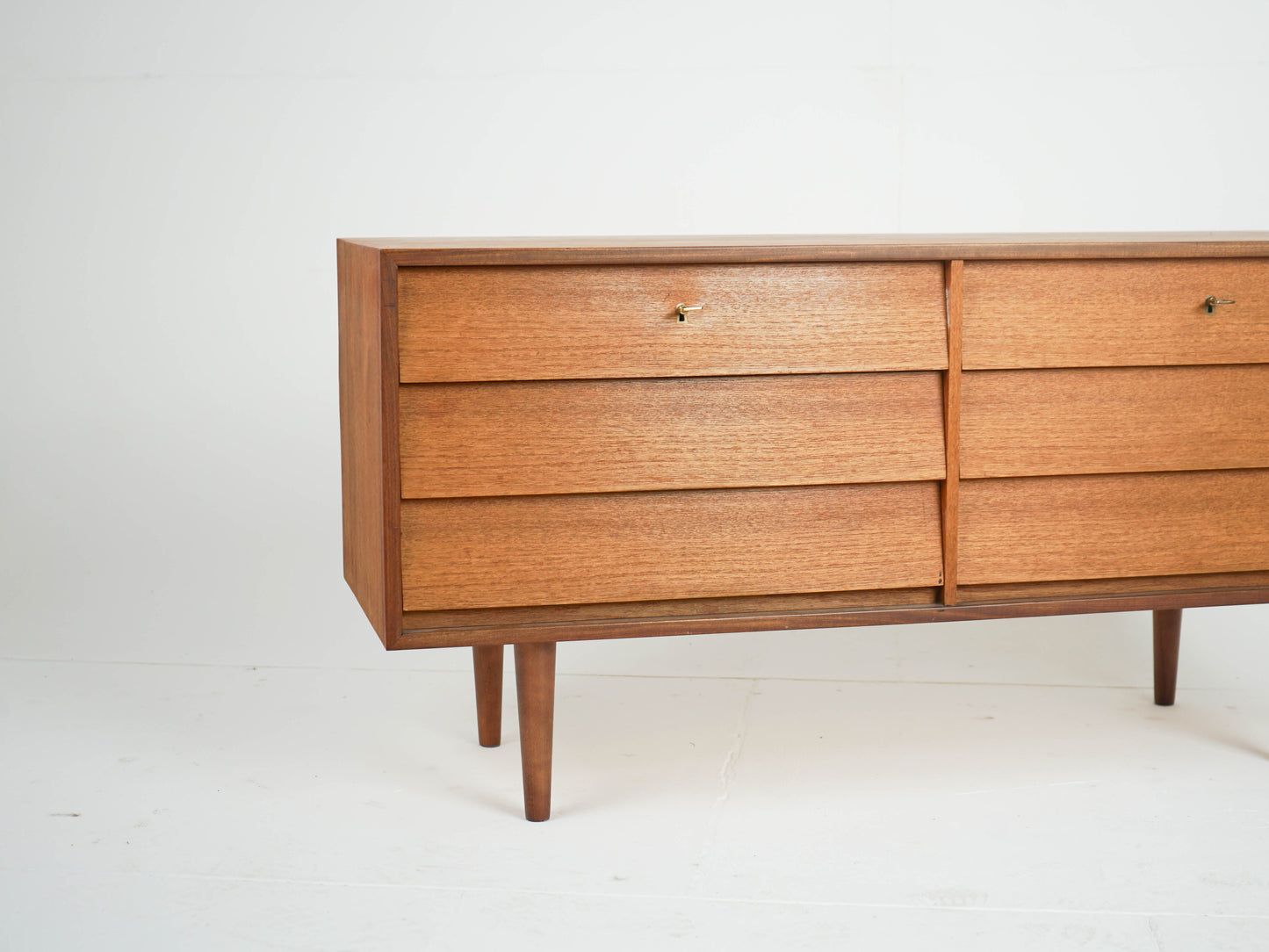 Vintage Kommode Sideboard Dänisch Teakholz, 6 Schubladen