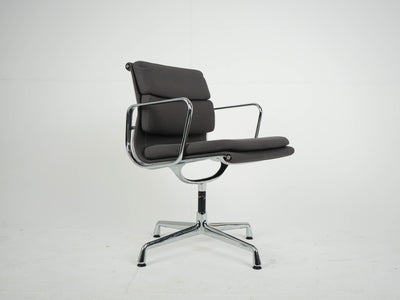 Stuhl EA208 Soft Pad von Charles und Ray Eames für Vitra Grau, Chrom
